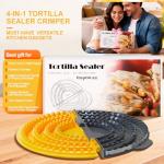 Updated 4-in-1 Tortilla Sealer Crimper, Adjustable 4"+6"+8"+10" Tortilla Press Quesadilla Sealer, Double Leak-Proof Design for Perfect Sealed Burritos, Tacos and Creative DIY Cooking, Dishwasher Safe