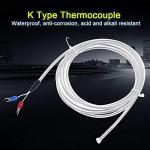 K Type Thermocouple Temperature Sensor Probe High Temperature Two Wire with PTFE Cable for Industrial HVAC Food Processing 3D Printer