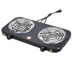 Compact and Portable Countertop Burner- Countertop Double Coiled Burner 2000 Watts Electric Hot Plate Temperature Controls Black