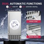ICYGLEE Commercial Under Counter Ice Maker Machine, 80Lbs/Day with 24lbs Storage, Auto-Cleaning, 24H Timer, Built-in Freestanding Ice Maker for Commercial & Home Use. (Stainless Steel)