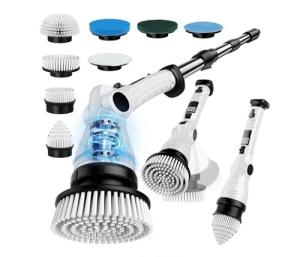 Mixbugg Electric Spin Scrubber – Cordless Power Cleaner with 8 Brush Heads, Long Adjustable Handle, 3 Speed for Deep Bathroom, Tile, Floor & Tub Cleaning, 6-Angle Adjustable