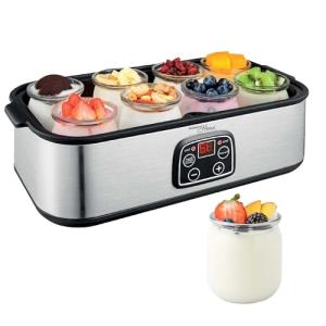 Culinary Chef Series MAGNAVOX HOME, Ultimate Probiotic Yogurt Maker with Adjustable Time & Temp Control - Make Trillions of Live Probiotics with 8 GLASS JARS - Greek Yogurt Maker