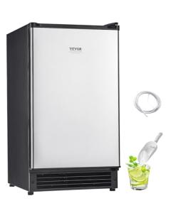 VEVOR Under Counter Ice Maker Machine, Crescent Ice, 25 Lbs/Day Stainless Steel Built in Ice Maker with Reversible Door, 22Lbs Storage Ice Maker Machine for Commercial Home Kitchen, No Drain Required