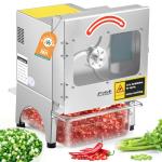 Newhai Commercial Vegetable Slicer 200W Automatic Slicing Machine with Conveyor Belt Adjustable Thickness 400LB/H Electric Veggie Fruit Slicer for Spring Onion Celery for Restaurant Hotel Kitchen