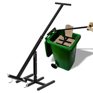 MEILANHUI Manual Trash Compactor, Roadside Trash Can Compactor with Adjustable Handle, Trash Compactor for 25-145 Gallon Trash Can with Wheels, Fit Use of Garden, Restaurant and Office