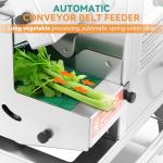 Newhai Commercial Vegetable Slicer 200W Automatic Slicing Machine with Conveyor Belt Adjustable Thickness 400LB/H Electric Veggie Fruit Slicer for Spring Onion Celery for Restaurant Hotel Kitchen