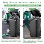 MEILANHUI Manual Trash Compactor, Roadside Trash Can Compactor with Adjustable Handle, Trash Compactor for 25-145 Gallon Trash Can with Wheels, Fit Use of Garden, Restaurant and Office