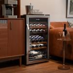 Bonnlo 33 Bottle Dual Zone Wine Cooler Refrigerator, 41°F-64°F Freestanding Compressor Wine Chiller, Beverage Wine Fridge with Digital Temp Control & Glass Door for Red White Wine, Champagne, Beer