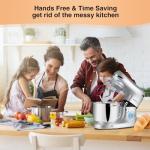 KUCCU Stand Mixer, 6.5 Qt 660W, 6-Speed Tilt-Head Food Dough Mixer, Kitchen Electric Mixer with Stainless Steel Bowl,Dough Hook,Whisk, Beater, Egg white separator (6.5-QT, Silver)