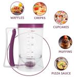 MIWOGA Pancake Batter Dispenser, Kitchen Must Have Tool for Perfect Pancakes, Cupcake, Waffle, Cake & Crepe, Batter Separator Maker with Measuring Label, Easy Pour Baking Supplies for Griddle (Purple)