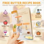 Butter Churner - Hand Crank Mason Jar Butter Churner, 34oz Manual Butter Maker with 14 Flavored Butter Recipe, Butter Paddle, Butter Mold with Lid, Cheese Cloth, Anti-slip Mat, Glass Hand Butter Churn