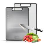 CEEKLIN Double Sided Cutting Board – Stainless Steel & Wheat Fiber Reversible Chopping Board, Non-Porous Metal Side & Lightweight Prep Board for Meat, Vegetables & Daily Kitchen Use
