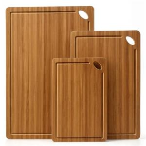 3 Pcs Best Safe Bamboo Cutting Boards Set for Kitchen Non Toxic Solid Hard Wood Chopping Board Meat Large Wooden Cutting Board with Juice Groove Bread Cheese Charcuterie Boards Carving Butcher Block
