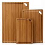 3 Pcs Best Safe Bamboo Cutting Boards Set for Kitchen Non Toxic Solid Hard Wood Chopping Board Meat Large Wooden Cutting Board with Juice Groove Bread Cheese Charcuterie Boards Carving Butcher Block