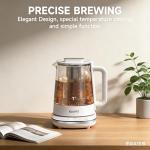 ICOOKPOT 1500W Titanium Hot Tea Maker Glass Electric Kettle with Infuser and Temperature Control, 1.5L Tea Maker Rapid Boiling,Programmable Control for your Favorite Teas and Coffee, Grey