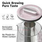 ICOOKPOT 1500W Titanium Hot Tea Maker Glass Electric Kettle with Infuser and Temperature Control, 1.5L Tea Maker Rapid Boiling,Programmable Control for your Favorite Teas and Coffee, Grey