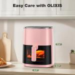 OLIXIS Air Fryer 6 Quart with Window Square Air Fryer 12-in-1 Air Fry, Roast, Reheat, Dehydrate, Bake, Steam, Fries, Custard, Chicken, Wings, Sea Food, Vegetabels,400F Pink
