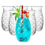 Pineapple Cup - Tiki Glasses for Cocktails - Pina Colada Hurricane Drinking Glasses for Bar Decor Set of 6 - Outdoor Mixed Drink Ice Tea Wine Glass Hawaii Tropical Barware 17 Oz