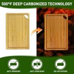 3 Pcs Best Safe Bamboo Cutting Boards Set for Kitchen Non Toxic Solid Hard Wood Chopping Board Meat Large Wooden Cutting Board with Juice Groove Bread Cheese Charcuterie Boards Carving Butcher Block