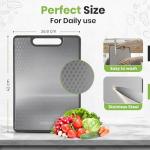 CEEKLIN Double Sided Cutting Board – Stainless Steel & Wheat Fiber Reversible Chopping Board, Non-Porous Metal Side & Lightweight Prep Board for Meat, Vegetables & Daily Kitchen Use