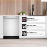 Sharp SDW6504MS Stainless Steel Dishwasher, 24-inch Pocket Handle, 52 dB, Hybrid Tub, 12 Place Settings, 5 Cycles, Heated Dry