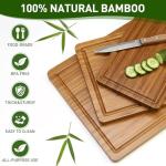 3 Pcs Best Safe Bamboo Cutting Boards Set for Kitchen Non Toxic Solid Hard Wood Chopping Board Meat Large Wooden Cutting Board with Juice Groove Bread Cheese Charcuterie Boards Carving Butcher Block