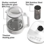 ICOOKPOT 1500W Titanium Hot Tea Maker Glass Electric Kettle with Infuser and Temperature Control, 1.5L Tea Maker Rapid Boiling,Programmable Control for your Favorite Teas and Coffee, Grey