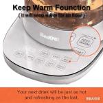 ICOOKPOT 1500W Titanium Hot Tea Maker Glass Electric Kettle with Infuser and Temperature Control, 1.5L Tea Maker Rapid Boiling,Programmable Control for your Favorite Teas and Coffee, Grey