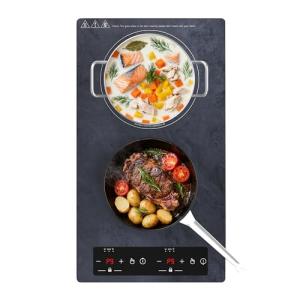 Nafewin Double Induction Cooktop Portable Electric Cooktop 12 Inch, 110V Induction Burner Hot Plate with Safety Lock, Auto Shutoff Timer Setting, 9 Heating Level and Overheating Protection
