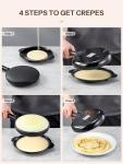 Electric Crepe Maker, 8 Inch Portable Crepe Maker Machine With Not-Stick Dipping Plate, Automatic Temperature Control, Nonstick Crepe Pan, Black (Black)