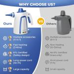 AGORVIO Steam Cleaner, Handheld Steam Cleaner for Home, Pressurized Steamer for Cleaning Carpet, Floor, Upholstery and Car, 13ft Extra-long Power Cord & 11 Multi-Purpose Accessories