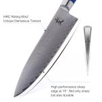 SAMCOOK Damascus Chef Knife - 8 Inch Professional Sharp Gyuto Knife - Japanese VG-10 High Carbon Stainless Steel Kitchen Cooking knife - Ergonomic Blue Resin Wood Handle with Gift Box