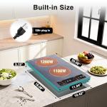 Nafewin Double Induction Cooktop Portable Electric Cooktop 12 Inch, 110V Induction Burner Hot Plate with Safety Lock, Auto Shutoff Timer Setting, 9 Heating Level and Overheating Protection