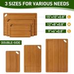 3 Pcs Best Safe Bamboo Cutting Boards Set for Kitchen Non Toxic Solid Hard Wood Chopping Board Meat Large Wooden Cutting Board with Juice Groove Bread Cheese Charcuterie Boards Carving Butcher Block