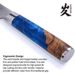 SAMCOOK Damascus Chef Knife - 8 Inch Professional Sharp Gyuto Knife - Japanese VG-10 High Carbon Stainless Steel Kitchen Cooking knife - Ergonomic Blue Resin Wood Handle with Gift Box