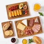 3 Pcs Best Safe Bamboo Cutting Boards Set for Kitchen Non Toxic Solid Hard Wood Chopping Board Meat Large Wooden Cutting Board with Juice Groove Bread Cheese Charcuterie Boards Carving Butcher Block
