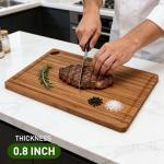 3 Pcs Best Safe Bamboo Cutting Boards Set for Kitchen Non Toxic Solid Hard Wood Chopping Board Meat Large Wooden Cutting Board with Juice Groove Bread Cheese Charcuterie Boards Carving Butcher Block