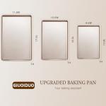 Baking Sheet Set of 3, Nonstick Heavy Duty Cookie Sheets for Oven - 13.6"×9.6"/15.5"×10.6"/17.5"×11.8" Warp-Resistant Carbon Steel Bakeware Trays, Champagne Gold, Dishwasher & Oven Safe