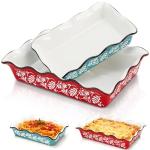 Acshio 2 Pack Ceramic Baking Dishes, Large Rectangular Casserole Dish Lasagna Pan for Oven, Nonstick Deep Serving Dishes Roaster Bakeware Sets for Cooking, Home, Kitchen