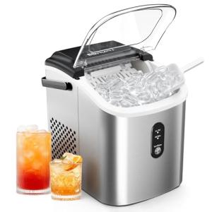EUHOMY Ice Maker Countertop, Portable Ice Machine with Carry Handle, 26lbs Per Day, 9 Cubes in 6 Mins, Auto-Cleaning, with Basket and Scoop, for Home, Kitchen, Camping, RV