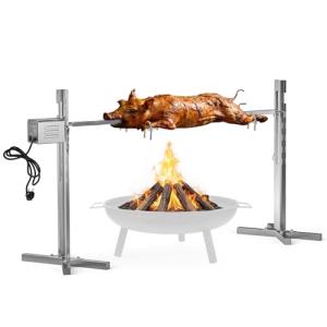 onlyfire Stainless Steel Pig Lamb Roaster with 15W 110V Powerful Motor, Spit Rotisserie Kit with Adjustable Height Stand for Outdoor Cooking, Camping, Holds Up to 132LBS