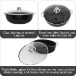 IMUSA 6.9Qt Bistro-Cera Aluminum Speckled Black Ceramic Caldero with Glass Lid, Nonstick Dutch Oven Pot for Rice, Family Meals, and Traditional Cooking, Black