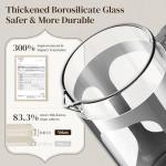 Veken French Press Coffee Maker 34oz 1 L, No Plastic Touching Cafe, Heat Resistant Thickened Borosilicate Glass, Stainless Steel Brewer, Cold Brew Cafetera Teapot for Kitchen Travel Camping, Silver