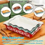 Acshio 2 Pack Ceramic Baking Dishes, Large Rectangular Casserole Dish Lasagna Pan for Oven, Nonstick Deep Serving Dishes Roaster Bakeware Sets for Cooking, Home, Kitchen