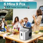 EUHOMY Ice Maker Countertop, Portable Ice Machine with Carry Handle, 26lbs Per Day, 9 Cubes in 6 Mins, Auto-Cleaning, with Basket and Scoop, for Home, Kitchen, Camping, RV