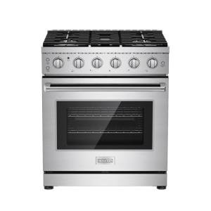 Empava 30 Inch Gas Range with True Convection, 4.55 Cu. Ft Oven, 18,000 BTU Power Burner for Searing, 5 Sealed Burners Cooktop, Convertible NG/LP, Stainless Steel, CSA Certified