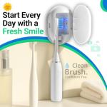 Toothbrush Sanitizer Case, Portable & Rechargeable Tooth Brush Holder with Stand, Fits Most Manual & Slim Electric Toothbrushes, Compact Design for Travel, Wall & Countertop Use
