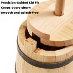 Butter Churner Old Fashioned Wooden-Style, 30 cm Tabletop Manual Dash Churn, 3 L / 3.2 Qt Capacity, Removable ~40 cm Plunger, Farmhouse Butter Maker for Home Kitchen, Hand-Operated Easy-Clean