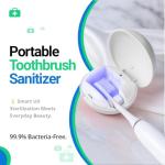 Toothbrush Sanitizer Case, Portable & Rechargeable Tooth Brush Holder with Stand, Fits Most Manual & Slim Electric Toothbrushes, Compact Design for Travel, Wall & Countertop Use