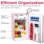 Frigidaire Retro Compact Refrigerator with Chiller, 3.2 cu ft Countertop Fridge, Built-In Bottle Opener, Rounded Corners, Premium, for Office, Bedroom, Dorm Room, Cabin, 18.5D x 20W x 31.5H (Pink)
